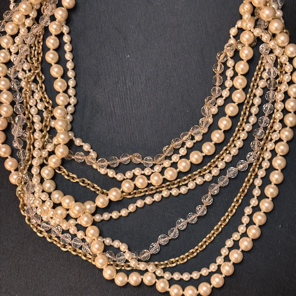 Elegant Multi-Strand Pearl and Gold Necklace - Picture 3 of 13